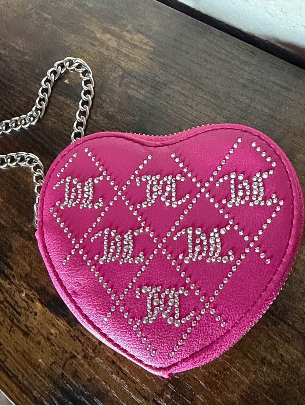 Juicy Couture Hot Pink Heart Studded Wristlet